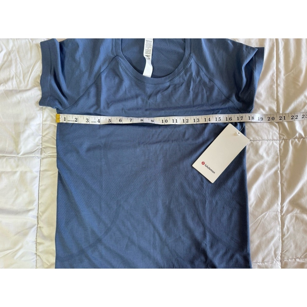 New Lululemon Swiftly Tech Short Sleeve 2.0 Sz 10 Oasis Blue Waist Length Yoga - Picture 6 of 8